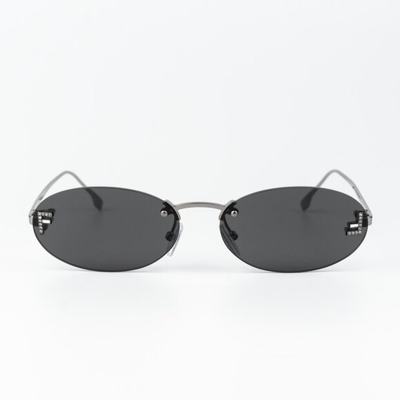 Fendi FIRST CRYSTAL Men Sunglasses Silver Grey Oval FE4075US 12A NEW AUTHENTIC - Picture 3 of 12